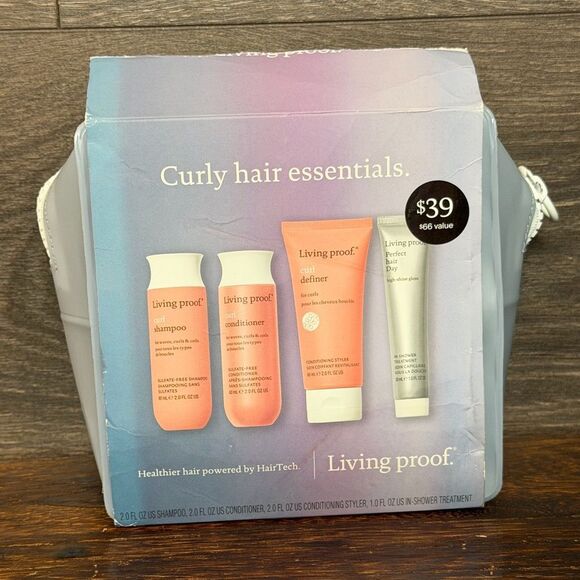 Living Proof Curly Hair Essentials travel-size set, four mini products plus bag - Picture 6 of 11